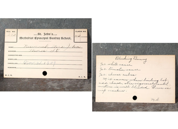 Early 1900s St. John's Methodist Episcopal Sunday School Registration Cards in Wooden Card Box | Turn of the Century Ephemera | Bixley Shop