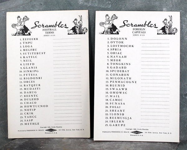 1938 Scrambles Word Puzzles | BeachCraft Games | Anagram Games | Seven Pads Plus Instructions and Answer Key