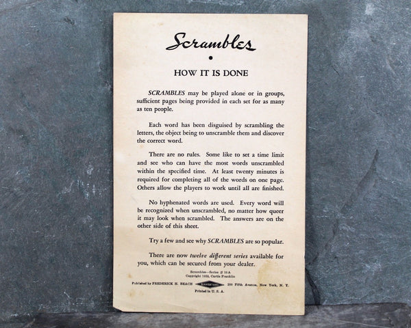 1938 Scrambles Word Puzzles | BeachCraft Games | Anagram Games | Seven Pads Plus Instructions and Answer Key