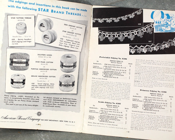 Set of 3 Crochet Doily & Edgings Pattern Books | 1948-1955 | Vintage Needlework Pattern Books