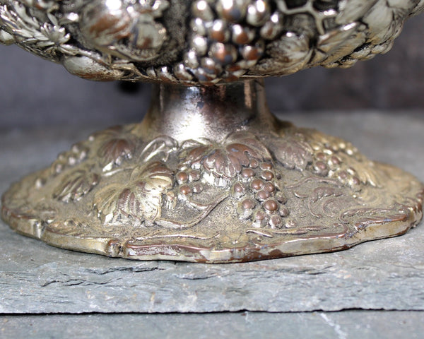 Vintage Ornate Silver-Toned Serving Dish with Handle | Fruit Motif | Circa 1950s D.T.CO #8103 | Made in Japan | Thanksgiving | Bixley Shop