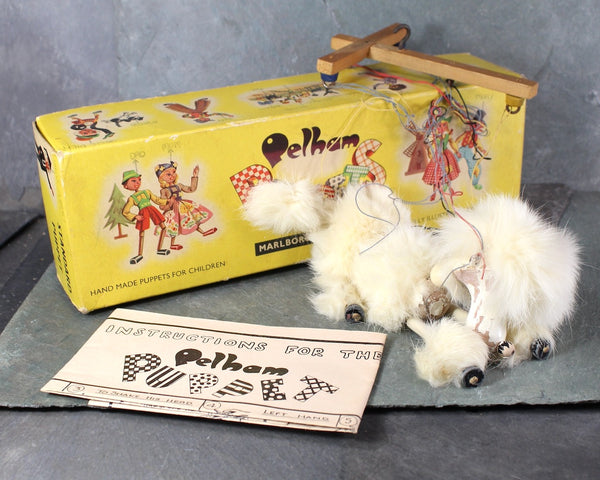 Vintage Pelham Puppet White Poodle | Hand Made White Poodle Puppet | Made in England in Original Box | Bixley Shop