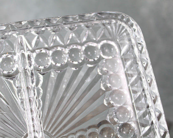 1950s Luncheon Divided Glass Dish | Clear Glass Trinket Tray, Vanity Organizer, or Condiment Serving Piece | Bixley Shop