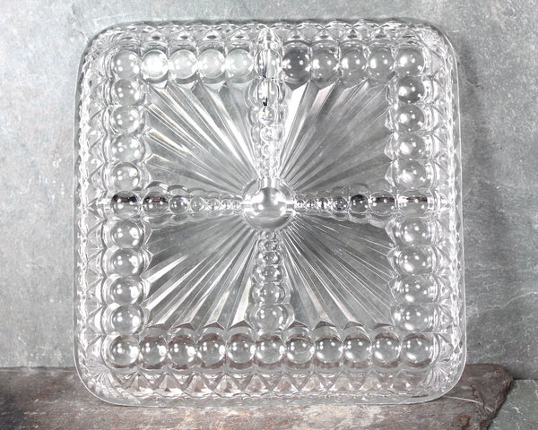 1950s Luncheon Divided Glass Dish | Clear Glass Trinket Tray, Vanity Organizer, or Condiment Serving Piece | Bixley Shop
