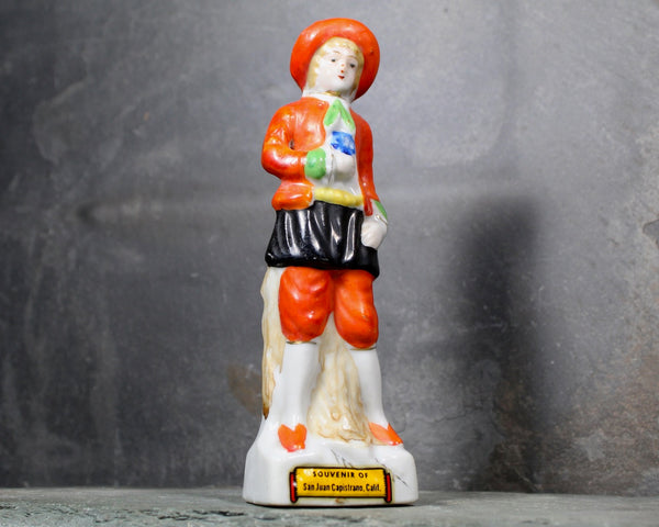 Vintage Ceramic Figurine | Souvenir of San Juan Capistrano | Man in Orange Suite | California Souvenir