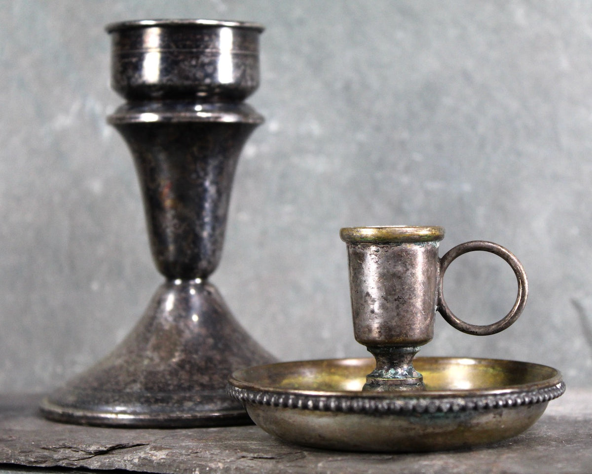 Vintage Silver Candlesticks | Tarnished Silver for Shabby Chic Look |