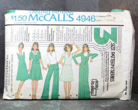 1976 Simplicity #4946 Mod Separates Pattern | 3 Size Pattern Series | Sizes 8, 10, & 12 | COMPLETE Cut Pattern
