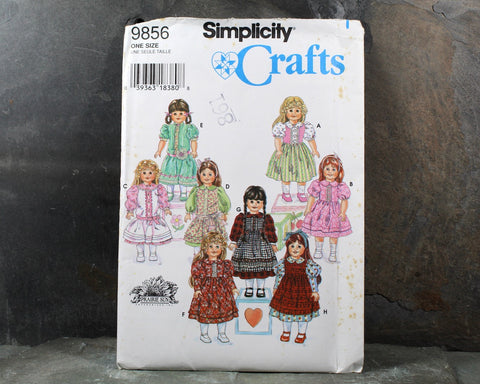 1996 Simplicity Crafts #9856 18" Doll Clothes Pattern | Vintage Doll Clothes Sewing Pattern | UNCUT & FACTORY FOLDED | American Girl