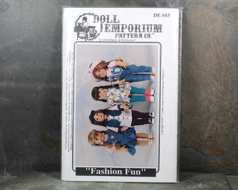 1997 Doll Emporium #DE603 Doll Clothes Pattern | "Fashion Fun" | 18" American Girl Dolls Size | UNCUT & Factory Folded