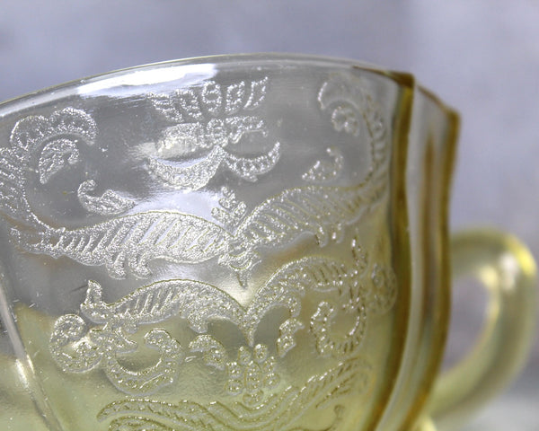 Antique Amber Depression Glass Candy Dish with Handles | Small Amber Depression Glass Bowl | 1930s