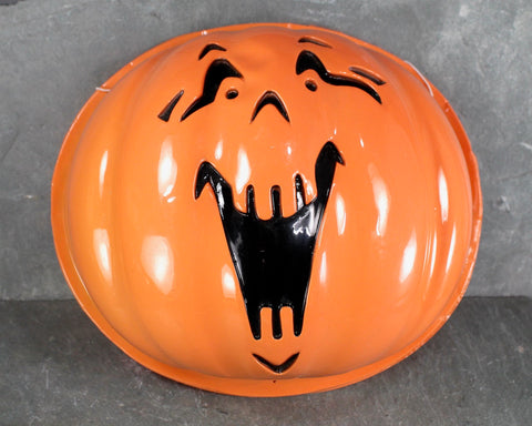 RARE Vintage Vacuform Large Pumpkin Mask | Laughing Jack-o-Lantern Vac Form Halloween Decor | Vintage Halloween