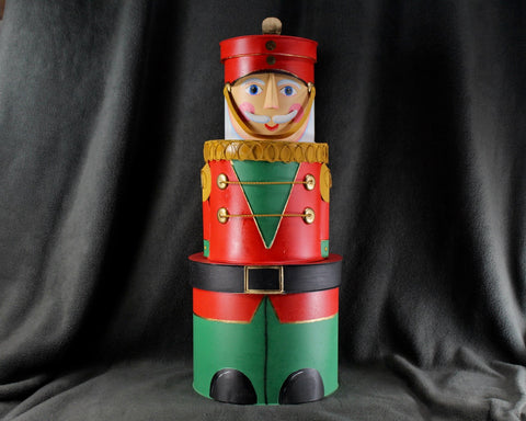 Vintage Stacking Toy Soldier Tins | Christmas Stacking Tins | Vintage Christmas Tin Toy Soldier | Tin Soldier Decor