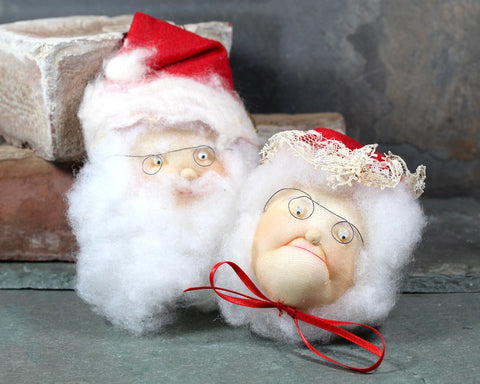 Santa & Mrs. Claus Soft Sculpted Ornaments | Vintage Santa and Mrs. Christmas Ornaments | Bixley Shop