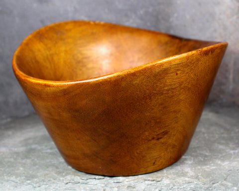 Vintage Mid-Century Carved Wooden Bowl | David Auld Style Small Wooden Bowl | Scandinavian Style Solid Wooden Bowl  | Bixley Shop