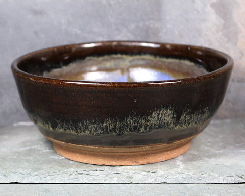 Studio Pottery Cereal Sized Bowl | 6 1/4" New England Pottery Trinket Bowl | Art Pottery Blue and Brown Colored Stoneware Bowl | Bixley Shop