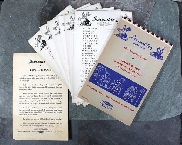 1938 Scrambles Word Puzzles | BeachCraft Games | Anagram Games | Seven Pads Plus Instructions and Answer Key