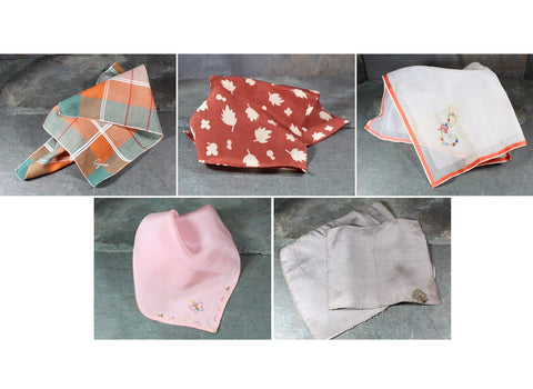 Set of 7 Vintage Colorful Handkerchiefs and Pocket Squares | Silk or Linen Handkerchiefs | Vintage Wedding | Bixley Shop
