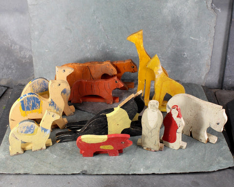 Noah's Ark Vintage Wooden Playset | Circa 1950s/60s | Hand-Made Noah's Ark | Primitive Wooden Noah's Ark | Bixley Shop