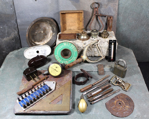 30 Pc Salvage Junk Drawer | "Salvage Street" | Metal & Wood Junk Drawer | Destash | Assemblage Art Materials | Vintage Smalls | Bixley