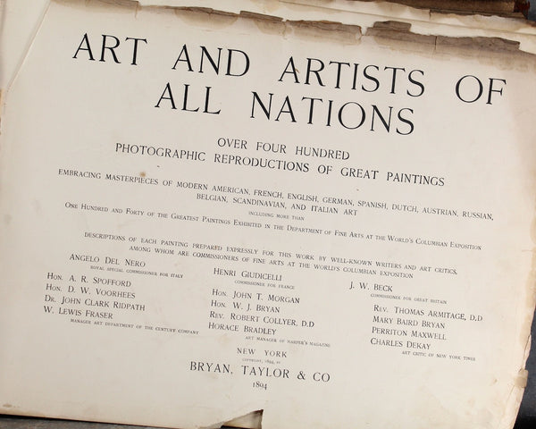 1894 Art and Artists of All Nations | 1894 Antique Art Book| Bryan, Taylor Co. Publishing | Bixley Shop