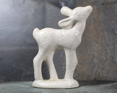 Vintage Ceramic Deer Figurine with Intense Crazing | Fawn Figurine | Signed La Muada | Cottagecore Figurine | Bixley Shop