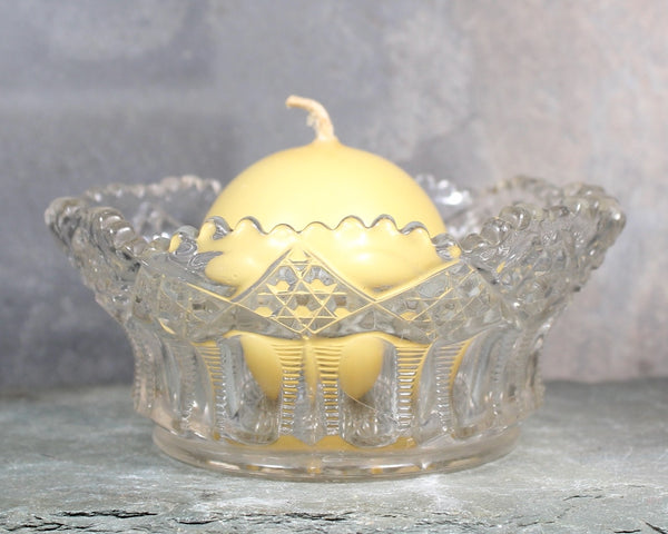 Mid-Century Pressed Glass Trinket Dish | Glass Dish | Candle Holder (Round Cande Included) | Bixley Shop