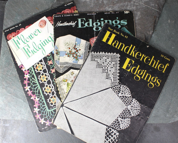Set of 3 Crochet Doily & Edgings Pattern Books | 1948-1955 | Vintage Needlework Pattern Books