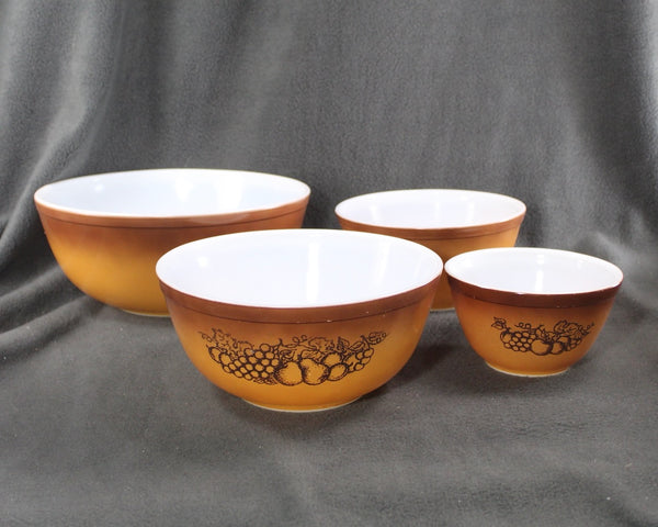 RARE Vintage Orchard Pyrex Mixing Bowls 401, 402, 403, & 404 | Orange and Brown Ombre Bowls | Bixley Shop