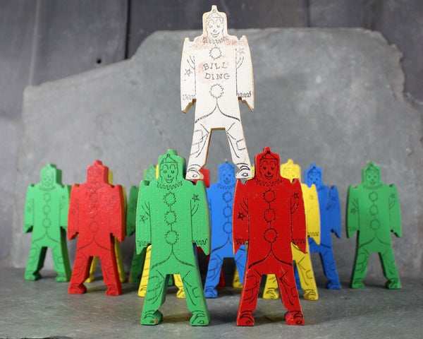 Vintage Bill Ding Wooden Clown Building Blocks | 1960s | Set of 14 Bill Ding Blocks | Bixley Shop