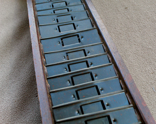Antique Time Card Holder | Oak Wall Hanging | Holds Envelopes or Ephemera | 25 Slot Time Card Box