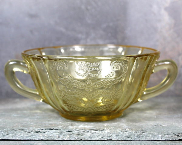 Antique Amber Depression Glass Candy Dish with Handles | Small Amber Depression Glass Bowl | 1930s