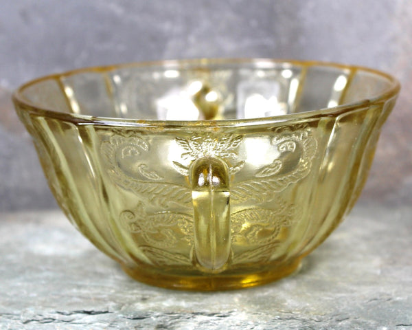 Antique Amber Depression Glass Candy Dish with Handles | Small Amber Depression Glass Bowl | 1930s