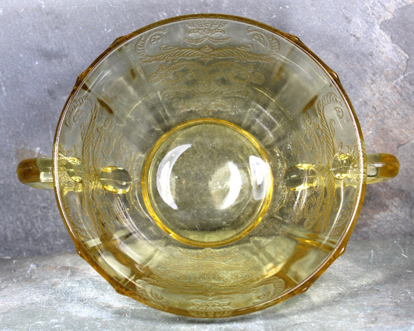 Antique Amber Depression Glass Candy Dish with Handles | Small Amber Depression Glass Bowl | 1930s