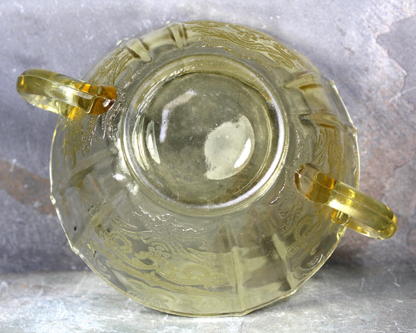 Antique Amber Depression Glass Candy Dish with Handles | Small Amber Depression Glass Bowl | 1930s