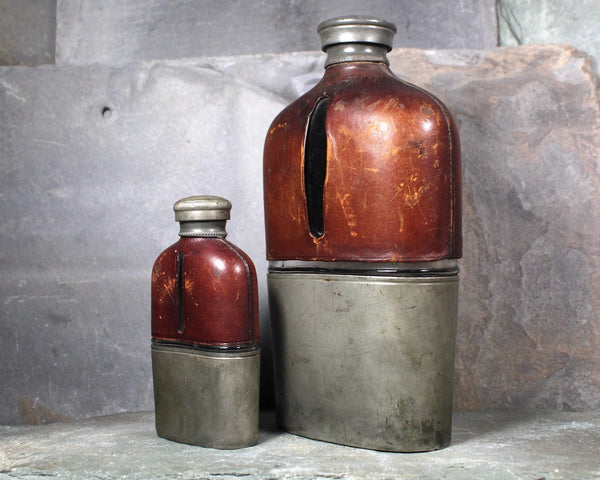 RARE! Civil War Antique Olry & Co Flask with Leather and Metal | 1860s Civil War Flasks | Your Choice | Bixley Shop