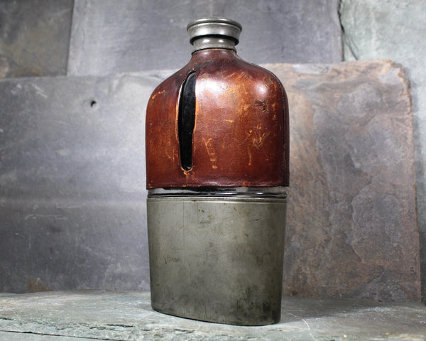 RARE! Civil War Antique Olry & Co Flask with Leather and Metal | 1860s Civil War Flasks | Your Choice | Bixley Shop
