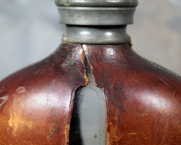 RARE! Civil War Antique Olry & Co Flask with Leather and Metal | 1860s Civil War Flasks | Your Choice | Bixley Shop