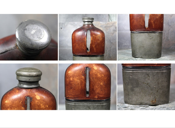 RARE! Civil War Antique Olry & Co Flask with Leather and Metal | 1860s Civil War Flasks | Your Choice | Bixley Shop