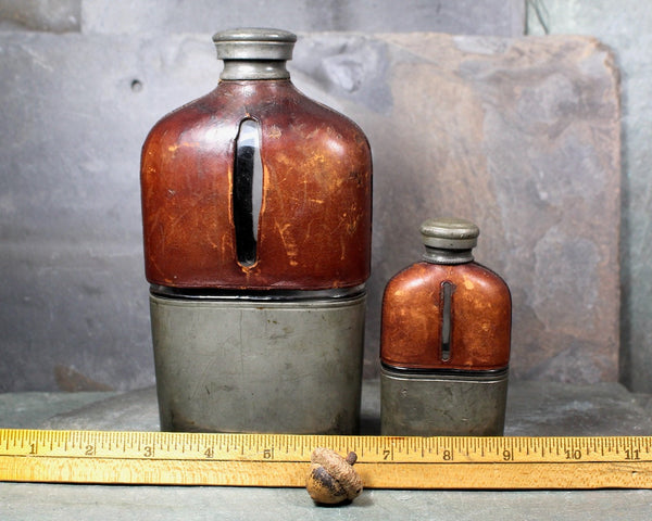 RARE! Civil War Antique Olry & Co Flask with Leather and Metal | 1860s Civil War Flasks | Your Choice | Bixley Shop