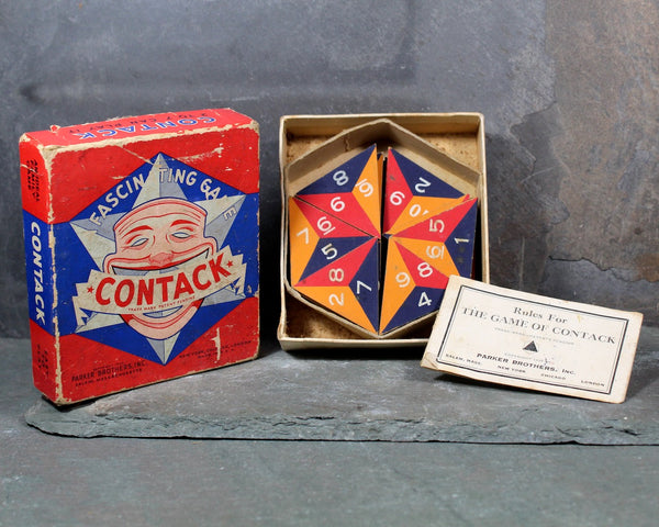 1939 Contack Game by Parker Brothers | Antique Triominoes-Style Game | Great Graphics! | Complete Game with Instructions | Bixley Shop