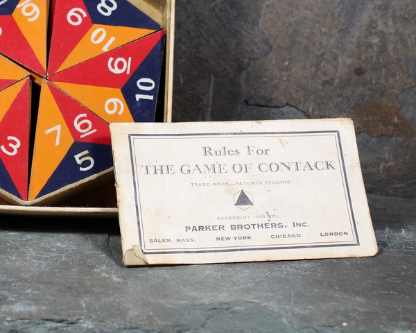 1939 Contack Game by Parker Brothers | Antique Triominoes-Style Game | Great Graphics! | Complete Game with Instructions | Bixley Shop