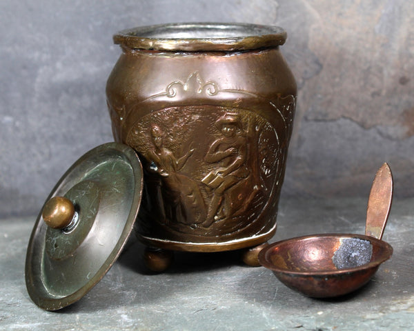 Russian Copper Sugar Bowl | Circa 1870s | Hand Made Copper Sugar Container | 3 Piece Set
