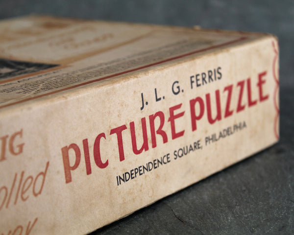 Vintage "Independence Square, Philadelphia" Puzzle | Cardboard Interlocking Puzzle | The Windsor Jig Picture Puzzle | 465 Pieces Scroll Cut