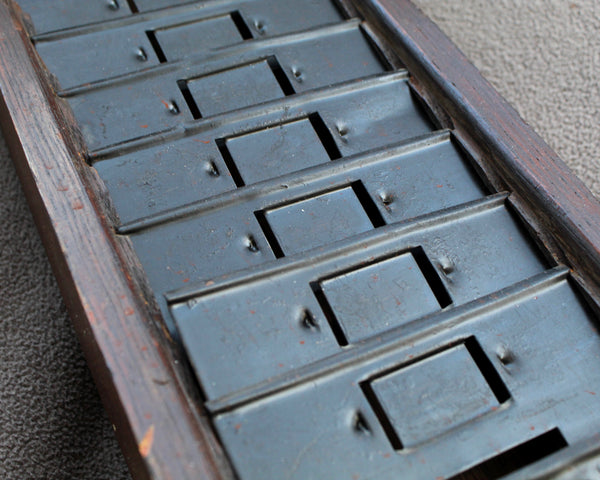 Antique Time Card Holder | Oak Wall Hanging | Holds Envelopes or Ephemera | 25 Slot Time Card Box