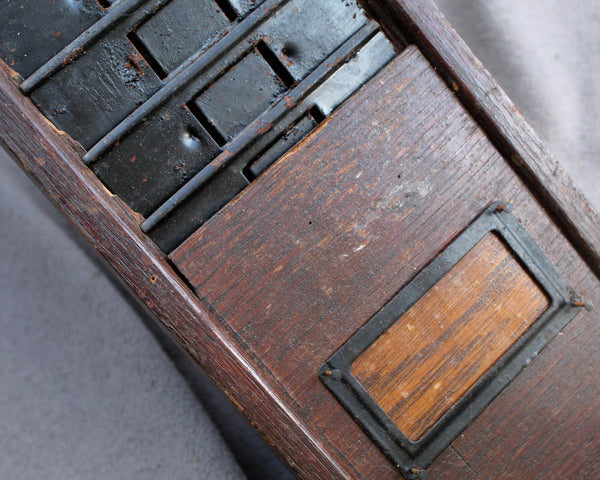 Antique Time Card Holder | Oak Wall Hanging | Holds Envelopes or Ephemera | 25 Slot Time Card Box