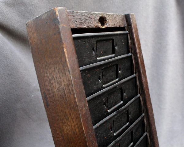 Antique Time Card Holder | Oak Wall Hanging | Holds Envelopes or Ephemera | 25 Slot Time Card Box
