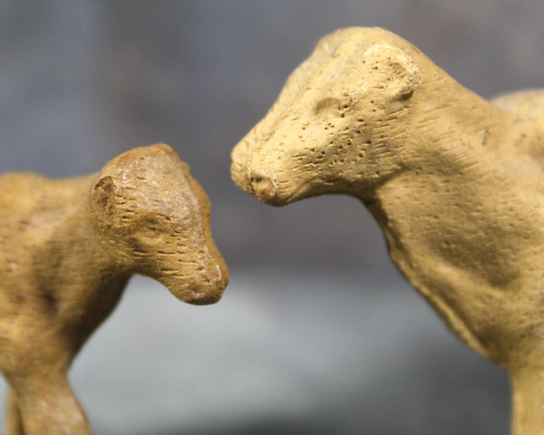 Set of 4 Antique Rubber Animal Toys | Horses and Cows | Vintage Toy Figures