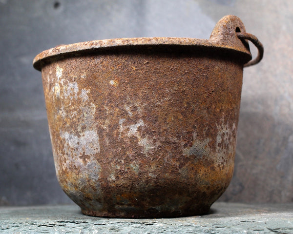 Rusty Cast Iron Witch's Cauldron | Small Heavy Cauldron | Vintage Halloween Decor | Bixley Shop