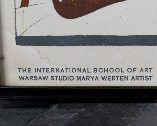 Marya Werten Antique Poster | "St. Nicholas" | The International School of Art Warsaw | Framed Antique Art  14.5" x 19" | Bixley Shop