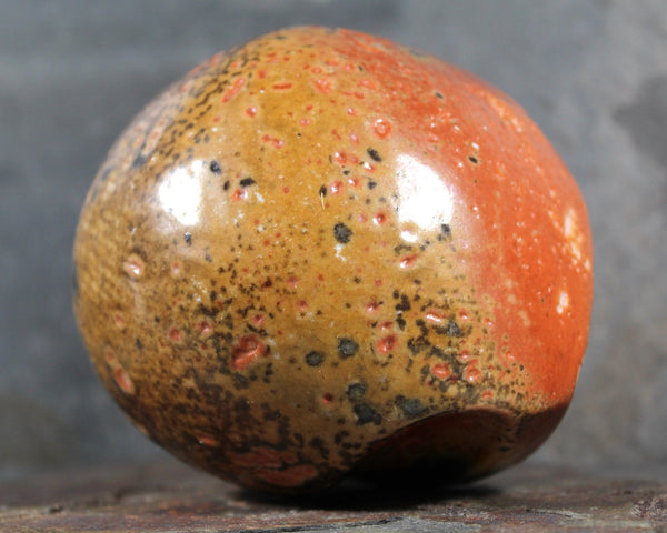 Seed Pod Sculpture | Art Sculpture | Hand Glazed Orange and Brown Seed Pod | Heavy Sculpture 1 Pound